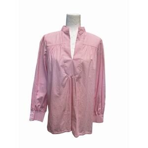 NWT Kayce Hughes Popover Shirt Long Sleeve Red Geometric Print Cotton Sz 12